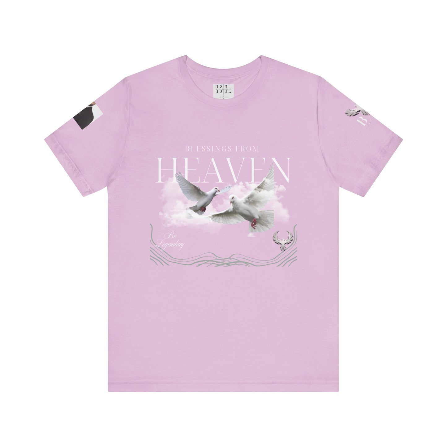 Be Legendary "Pearly Gates" Inspirational Unisex Tee: 'Blessings from Heaven' - Orange Short Sleeve Shirt