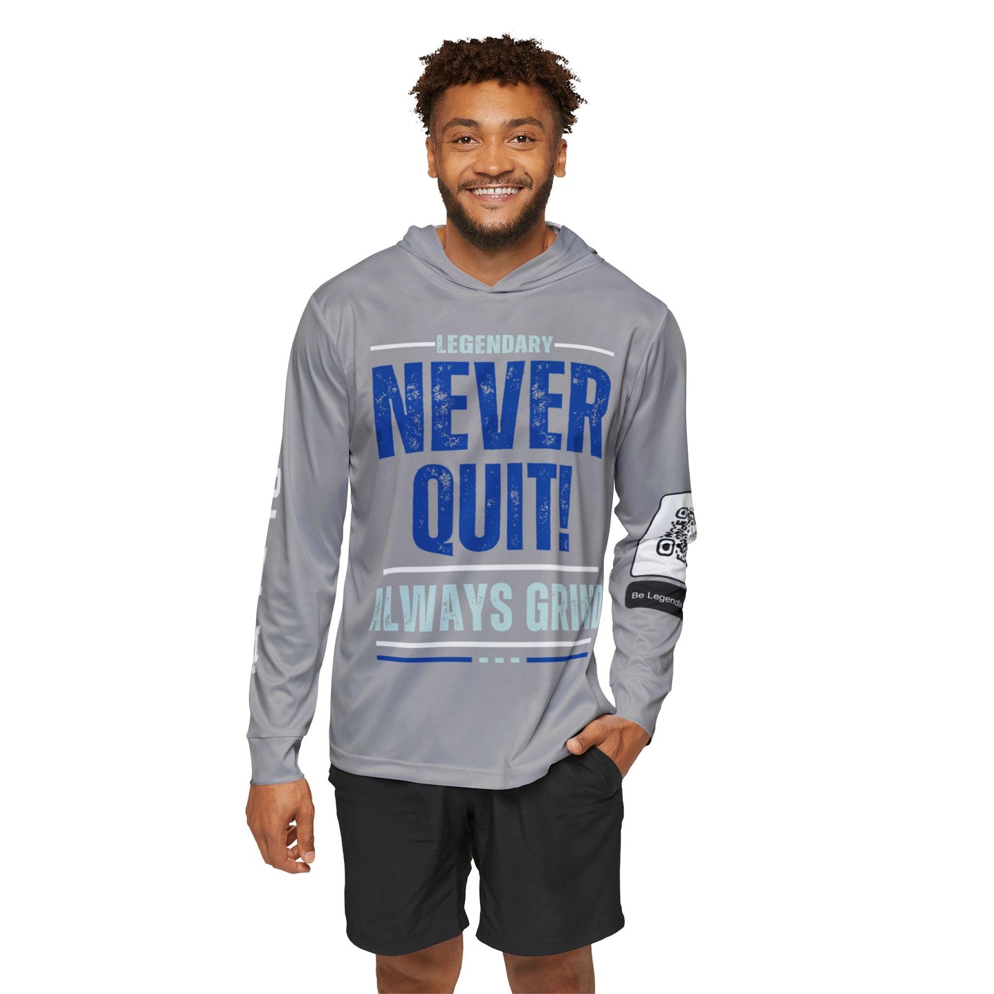 Be Legendary "Rep Ur Hood" Men's Sports Hoodie - Never Quit, Always Grind, Be Legendary