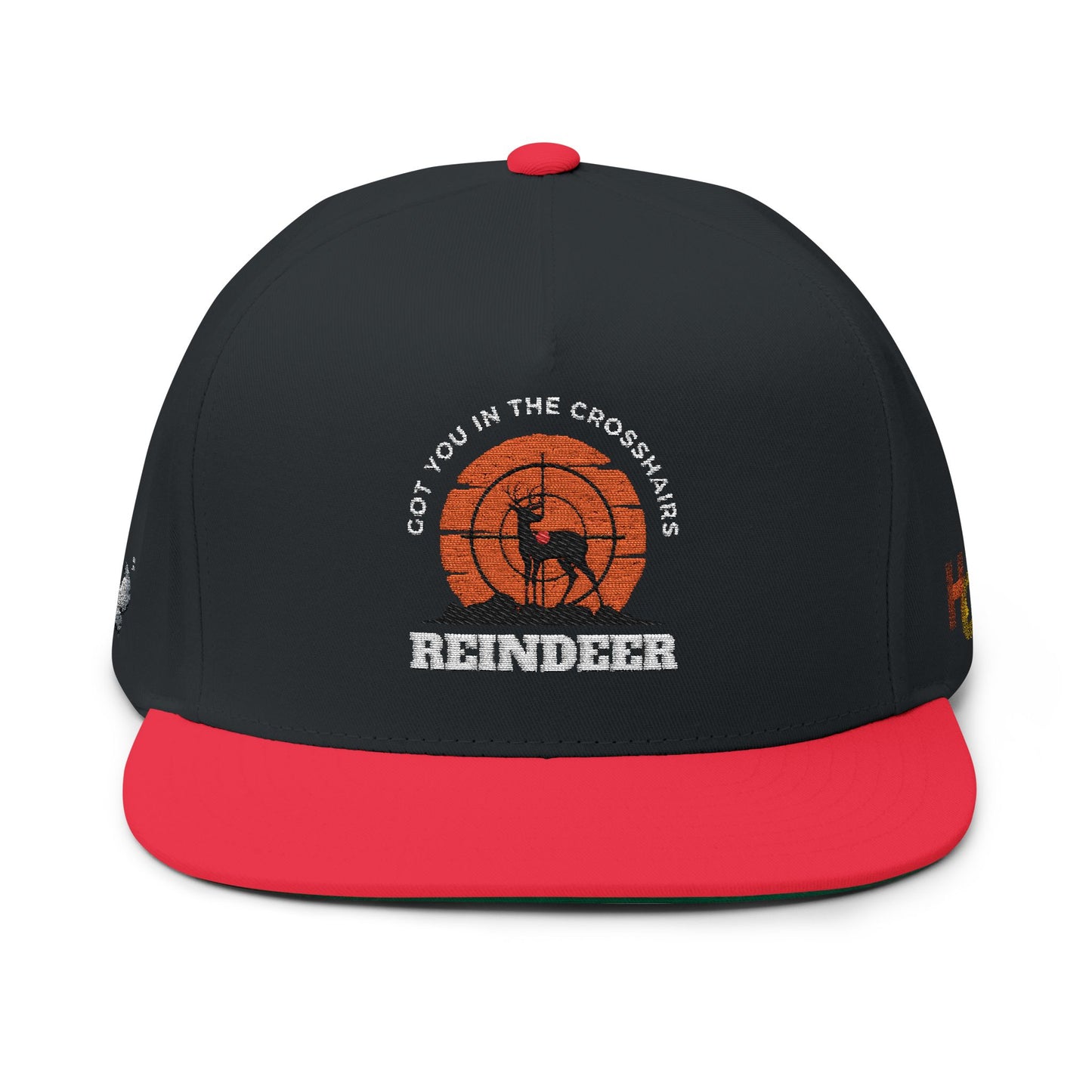 Be Legendary "War Games" Hunting Hat Embroidered Flat Bill Cap - Retro Reindeer Design