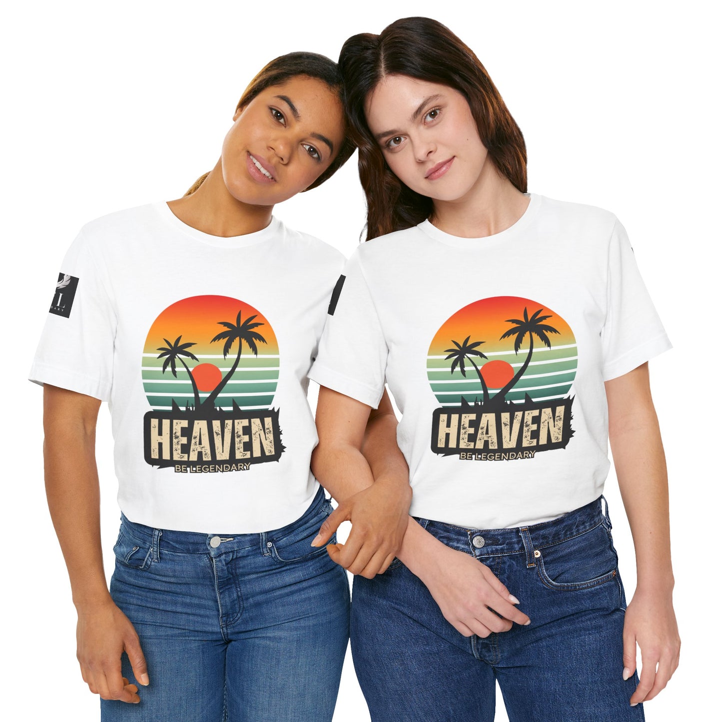 Be Legendary "Heavens View" Vibes Unisex Short Sleeve Tee - Retro Palm Tree Design