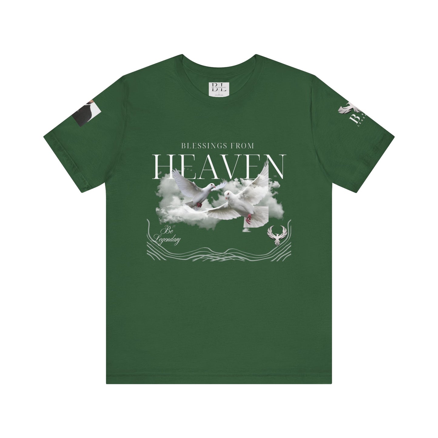 Be Legendary "Pearly Gates" Inspirational Unisex Tee: 'Blessings from Heaven' - Orange Short Sleeve Shirt