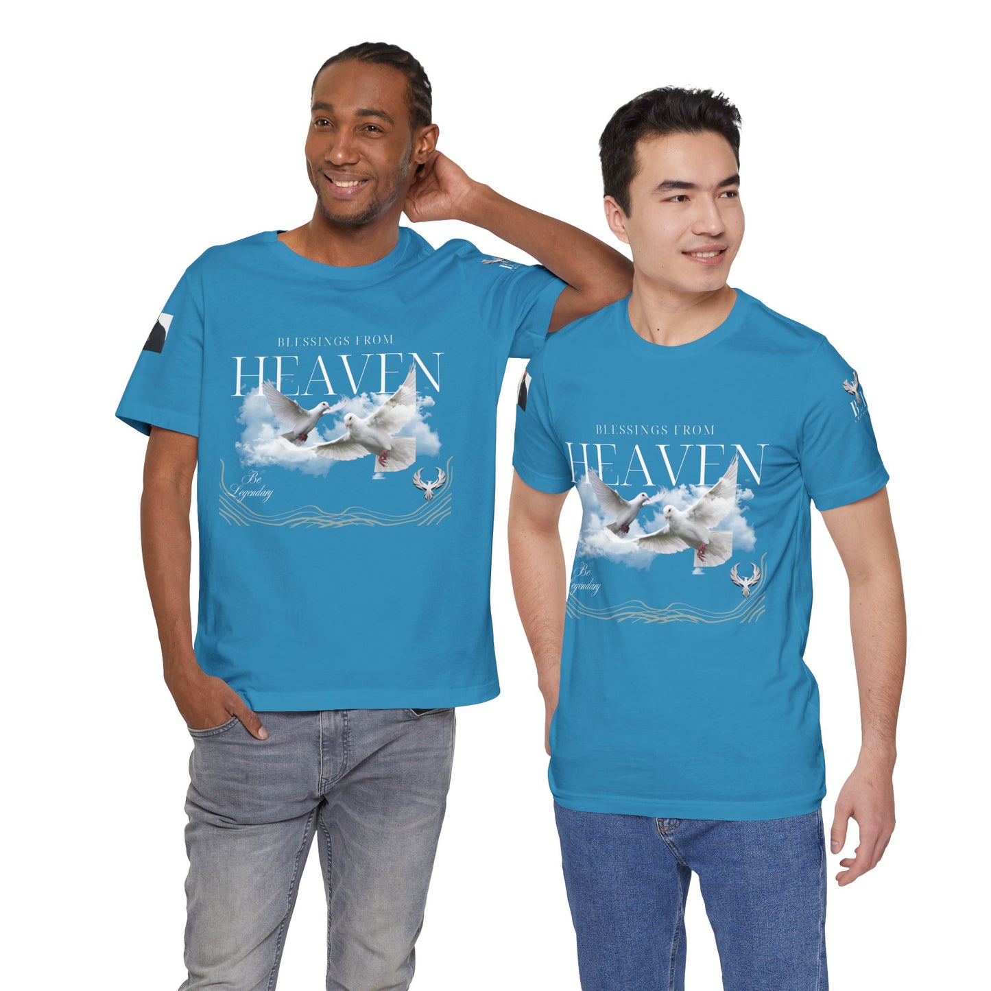 Be Legendary "Pearly Gates" Inspirational Unisex Tee: 'Blessings from Heaven' - Orange Short Sleeve Shirt