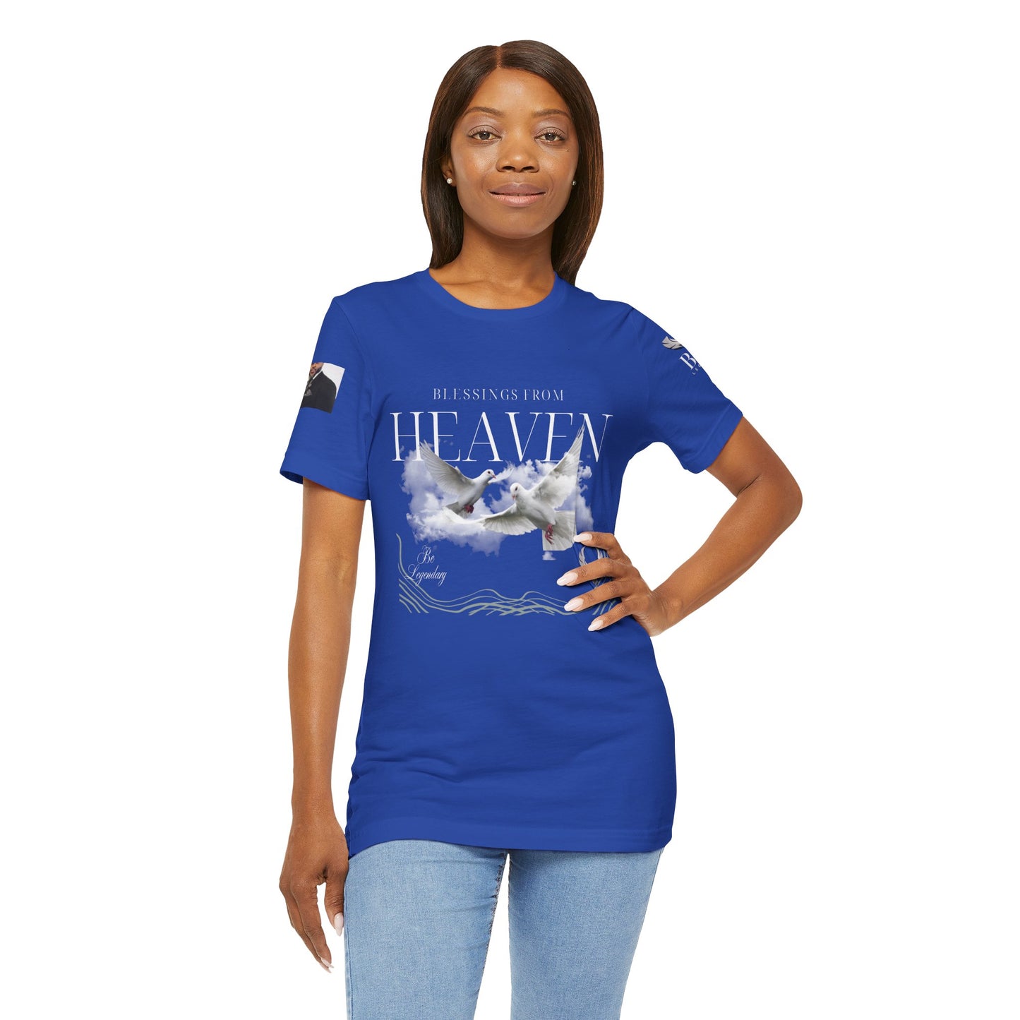Be Legendary "Pearly Gates" Inspirational Unisex Tee: 'Blessings from Heaven' - Orange Short Sleeve Shirt
