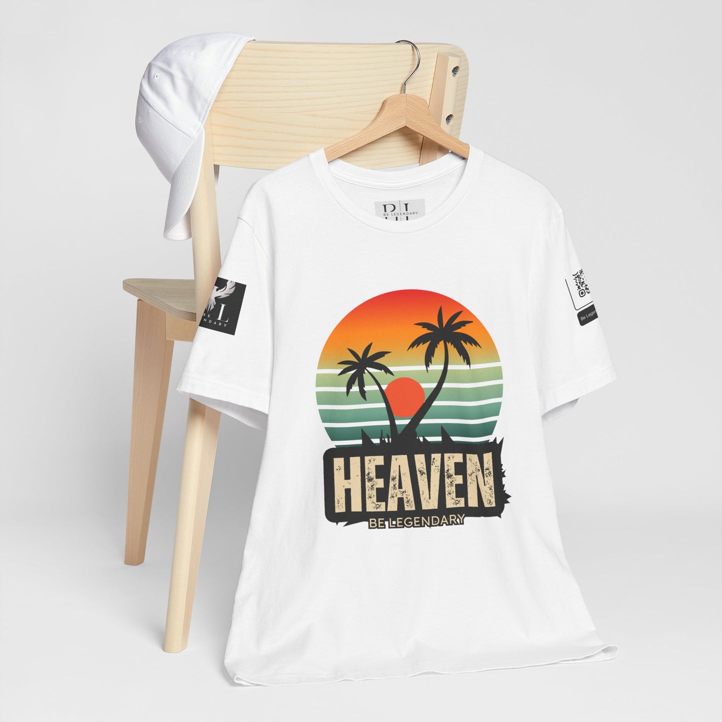 Be Legendary "Heavens View" Vibes Unisex Short Sleeve Tee - Retro Palm Tree Design