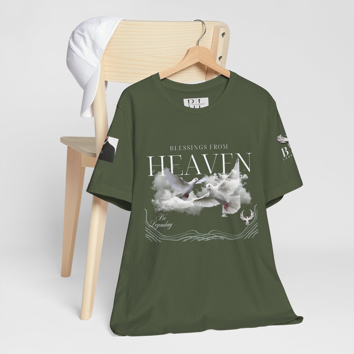 Be Legendary "Pearly Gates" Inspirational Unisex Tee: 'Blessings from Heaven' - Orange Short Sleeve Shirt