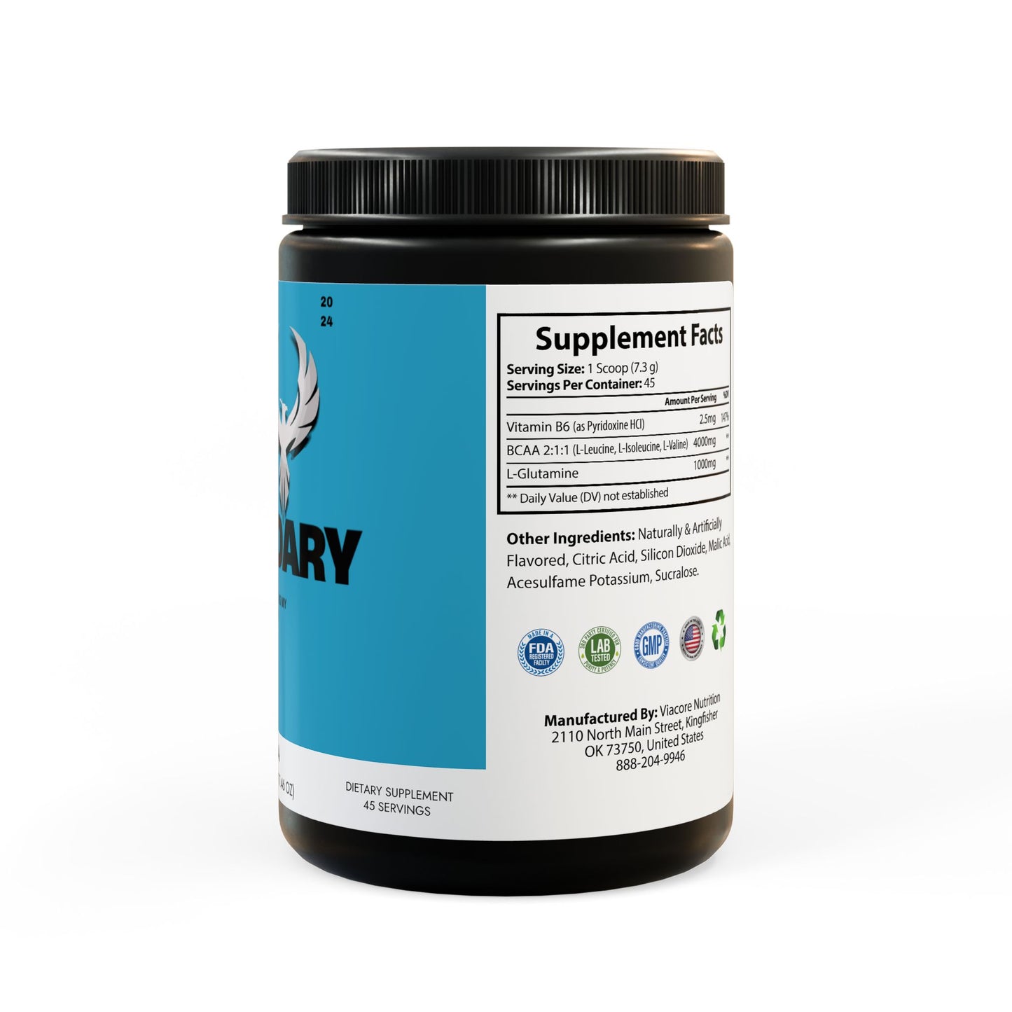 Be Legendary BCAA Supplement, Watermelon (325g, 11.46oz, 45 servings)