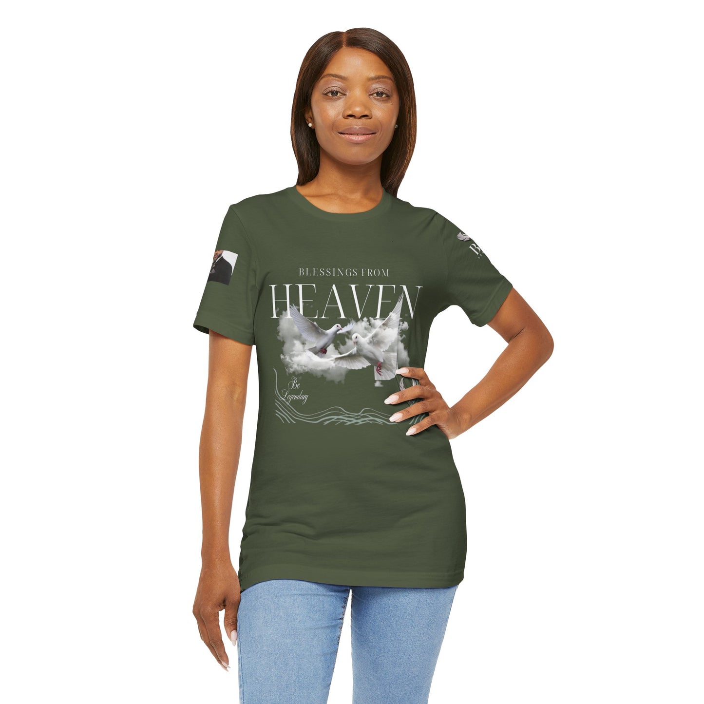 Be Legendary "Pearly Gates" Inspirational Unisex Tee: 'Blessings from Heaven' - Orange Short Sleeve Shirt