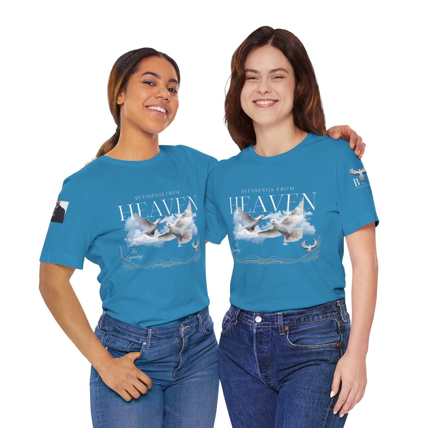 Be Legendary "Pearly Gates" Inspirational Unisex Tee: 'Blessings from Heaven' - Orange Short Sleeve Shirt