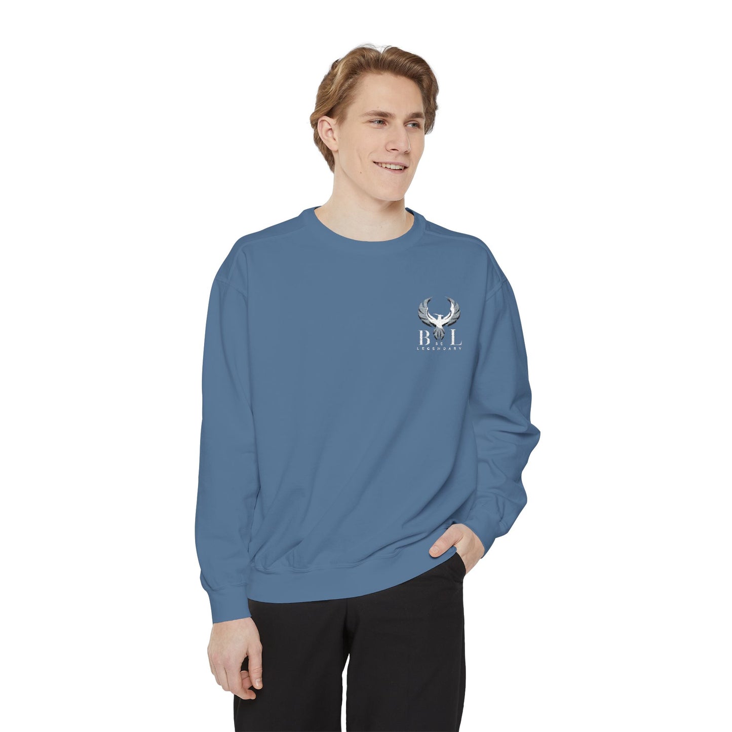Be Legendary Unisex Garment-Dyed Sweatshirt with Elegant Graphic Design