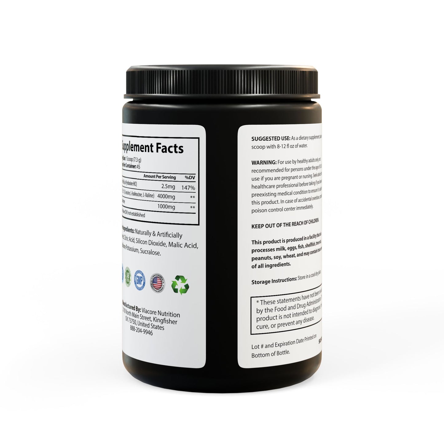 Be Legendary BCAA Supplement, Watermelon (325g, 11.46oz, 45 servings)