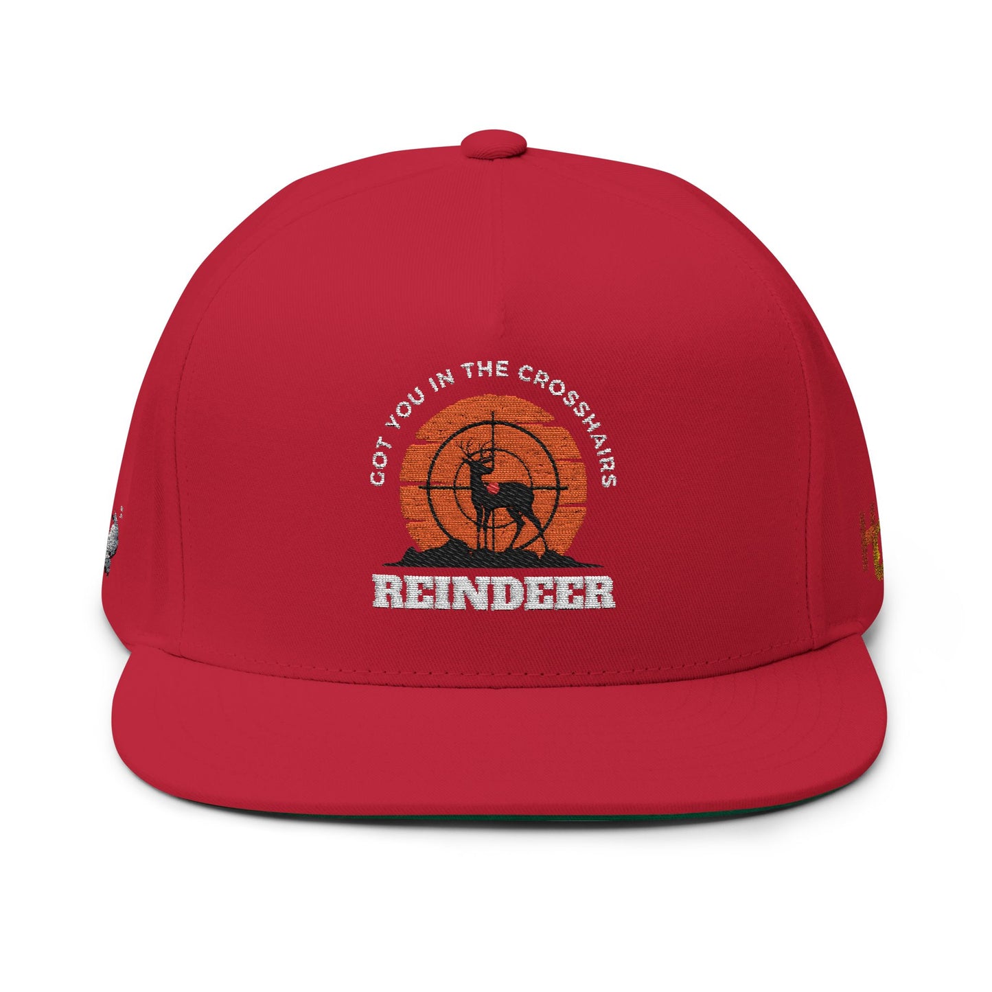 Be Legendary "War Games" Hunting Hat Embroidered Flat Bill Cap - Retro Reindeer Design