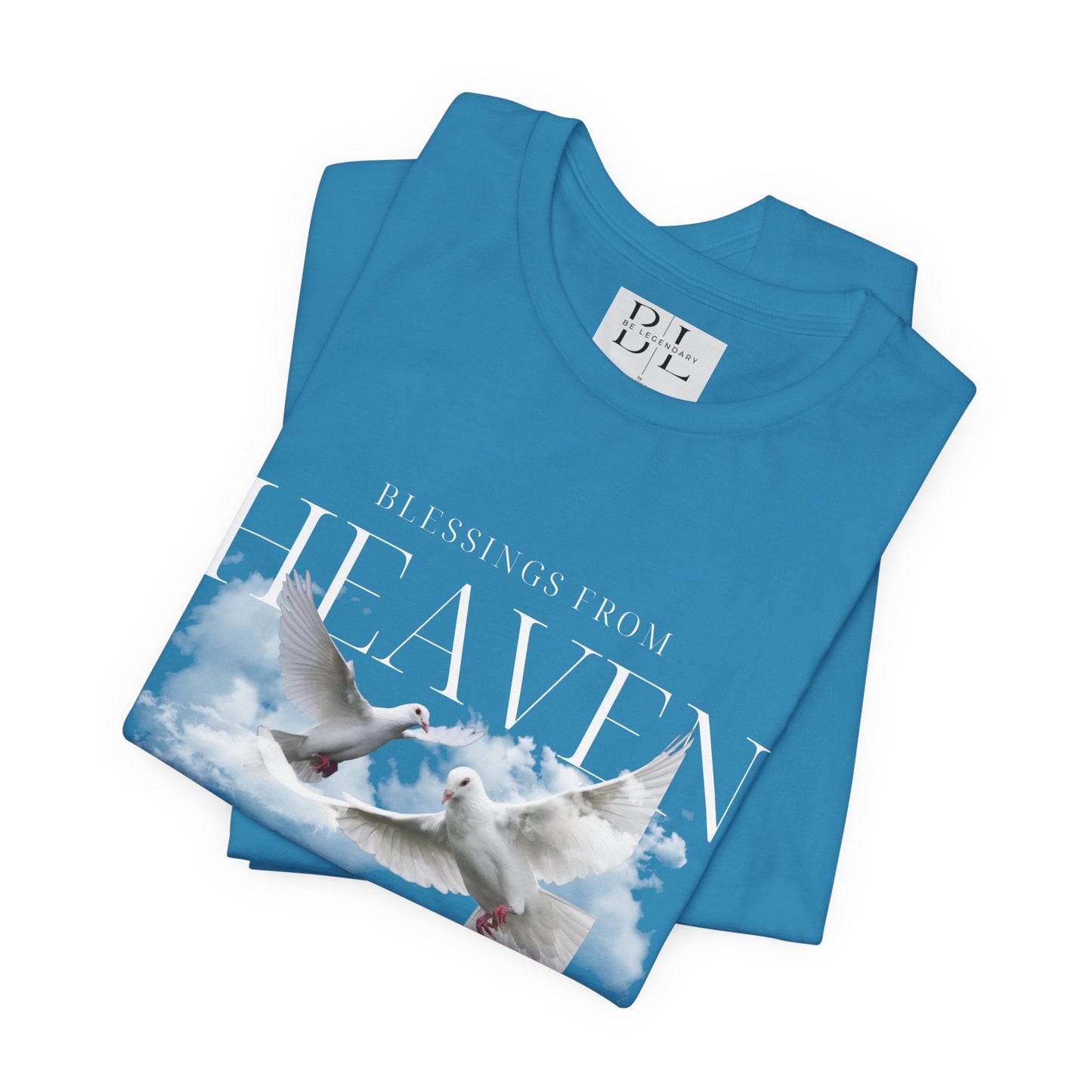 Be Legendary "Pearly Gates" Inspirational Unisex Tee: 'Blessings from Heaven' - Orange Short Sleeve Shirt