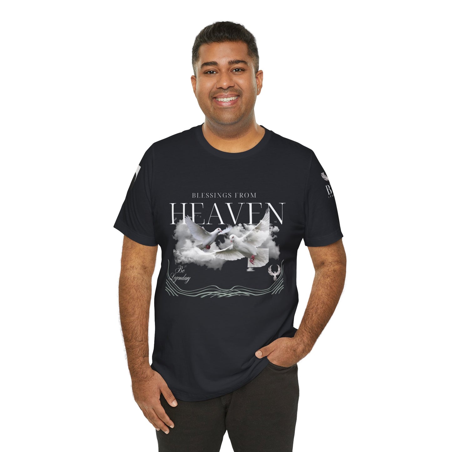 Be Legendary "Pearly Gates" Inspirational Unisex Tee: 'Blessings from Heaven' - Orange Short Sleeve Shirt