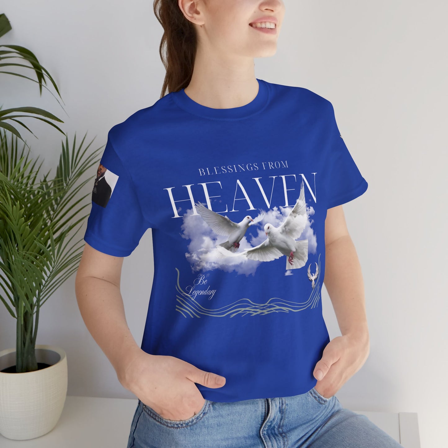 Be Legendary "Pearly Gates" Inspirational Unisex Tee: 'Blessings from Heaven' - Orange Short Sleeve Shirt