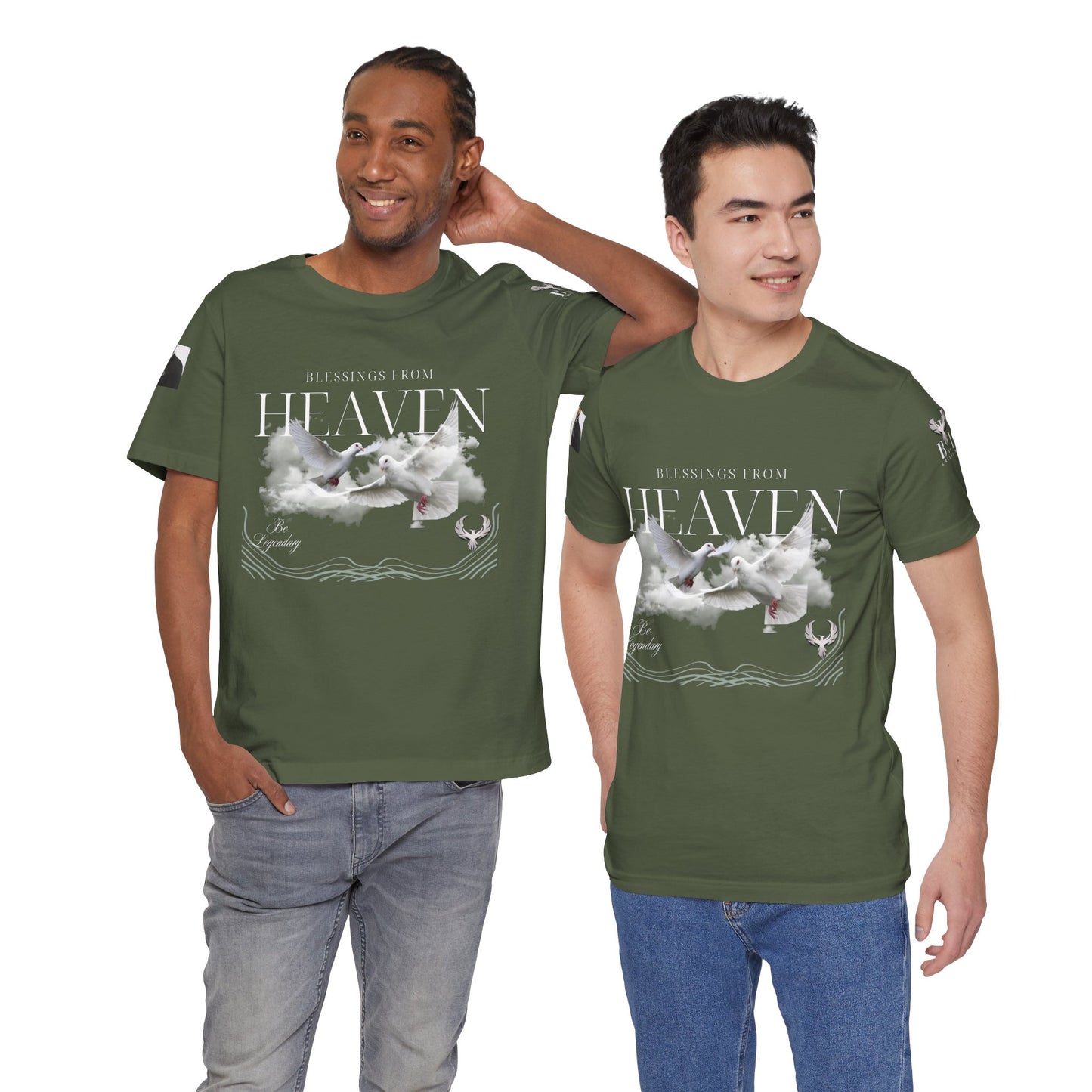 Be Legendary "Pearly Gates" Inspirational Unisex Tee: 'Blessings from Heaven' - Orange Short Sleeve Shirt
