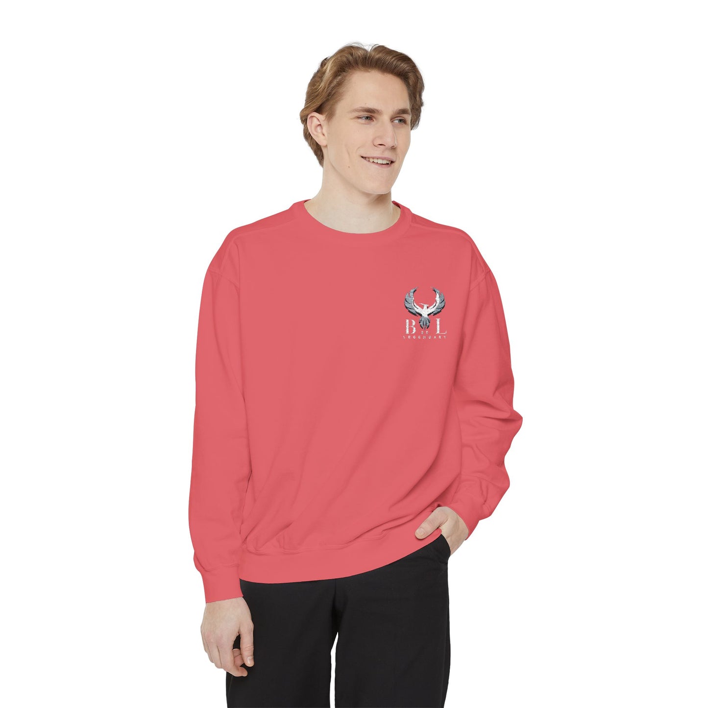 Be Legendary Unisex Garment-Dyed Sweatshirt with Elegant Graphic Design