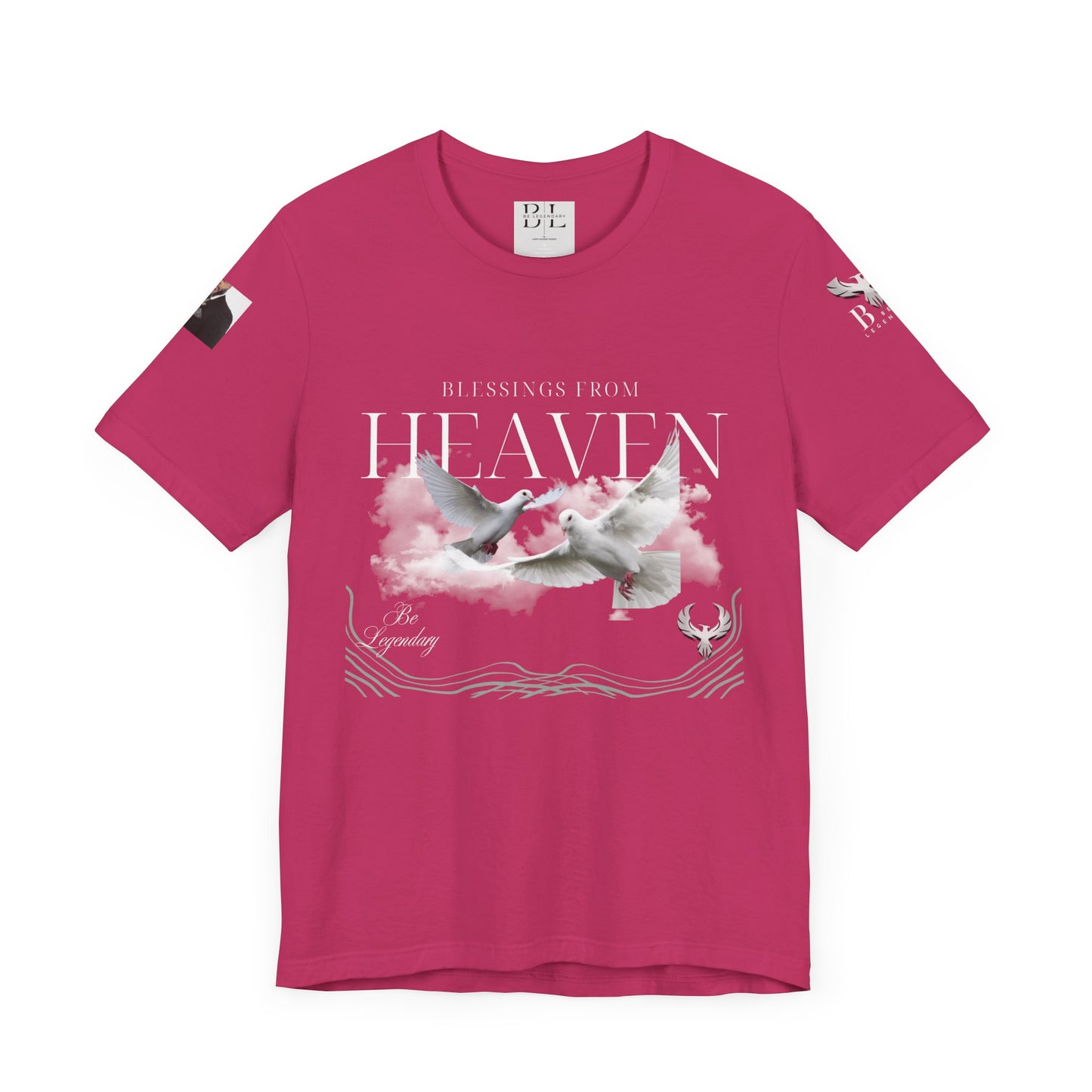 Be Legendary "Pearly Gates" Inspirational Unisex Tee: 'Blessings from Heaven' - Orange Short Sleeve Shirt