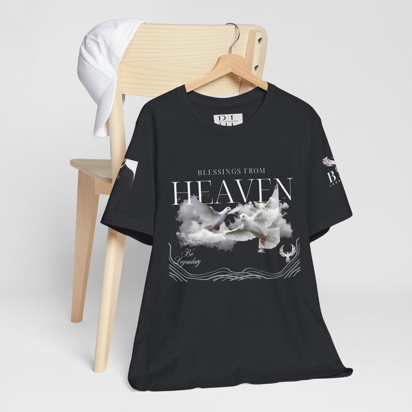 Be Legendary "Pearly Gates" Inspirational Unisex Tee: 'Blessings from Heaven' - Orange Short Sleeve Shirt