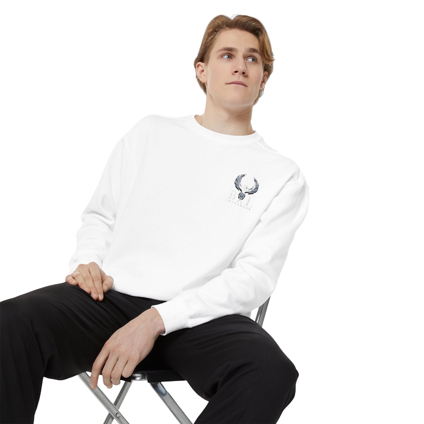 Be Legendary Unisex Garment-Dyed Sweatshirt with Elegant Graphic Design