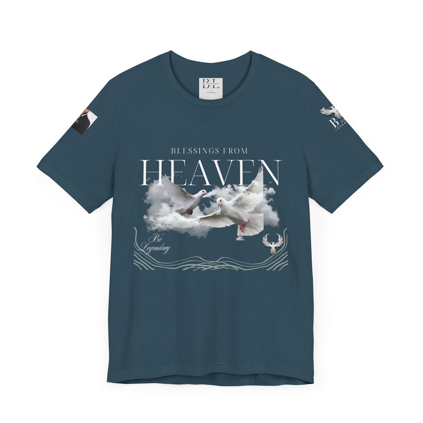 Be Legendary "Pearly Gates" Inspirational Unisex Tee: 'Blessings from Heaven' - Orange Short Sleeve Shirt