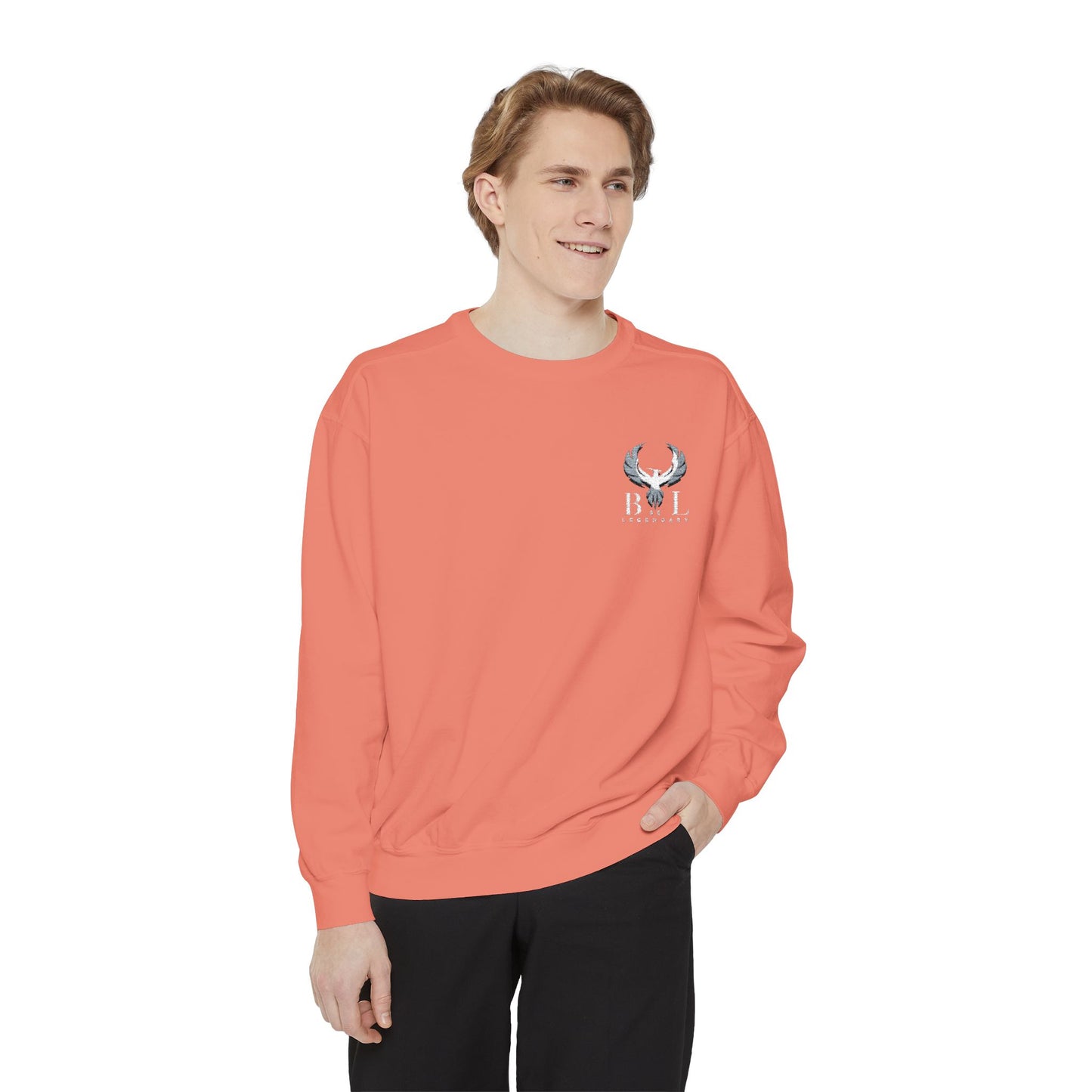 Be Legendary Unisex Garment-Dyed Sweatshirt with Elegant Graphic Design