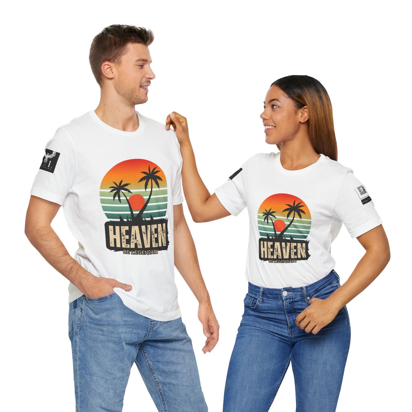 Be Legendary "Heavens View" Vibes Unisex Short Sleeve Tee - Retro Palm Tree Design