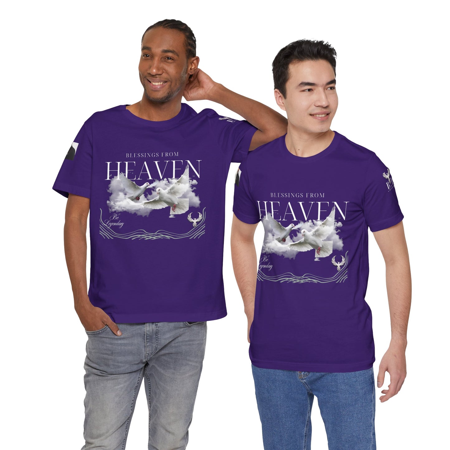 Be Legendary "Pearly Gates" Inspirational Unisex Tee: 'Blessings from Heaven' - Orange Short Sleeve Shirt