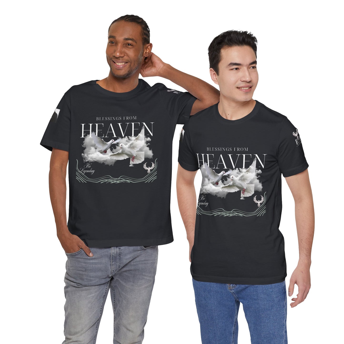 Be Legendary "Pearly Gates" Inspirational Unisex Tee: 'Blessings from Heaven' - Orange Short Sleeve Shirt
