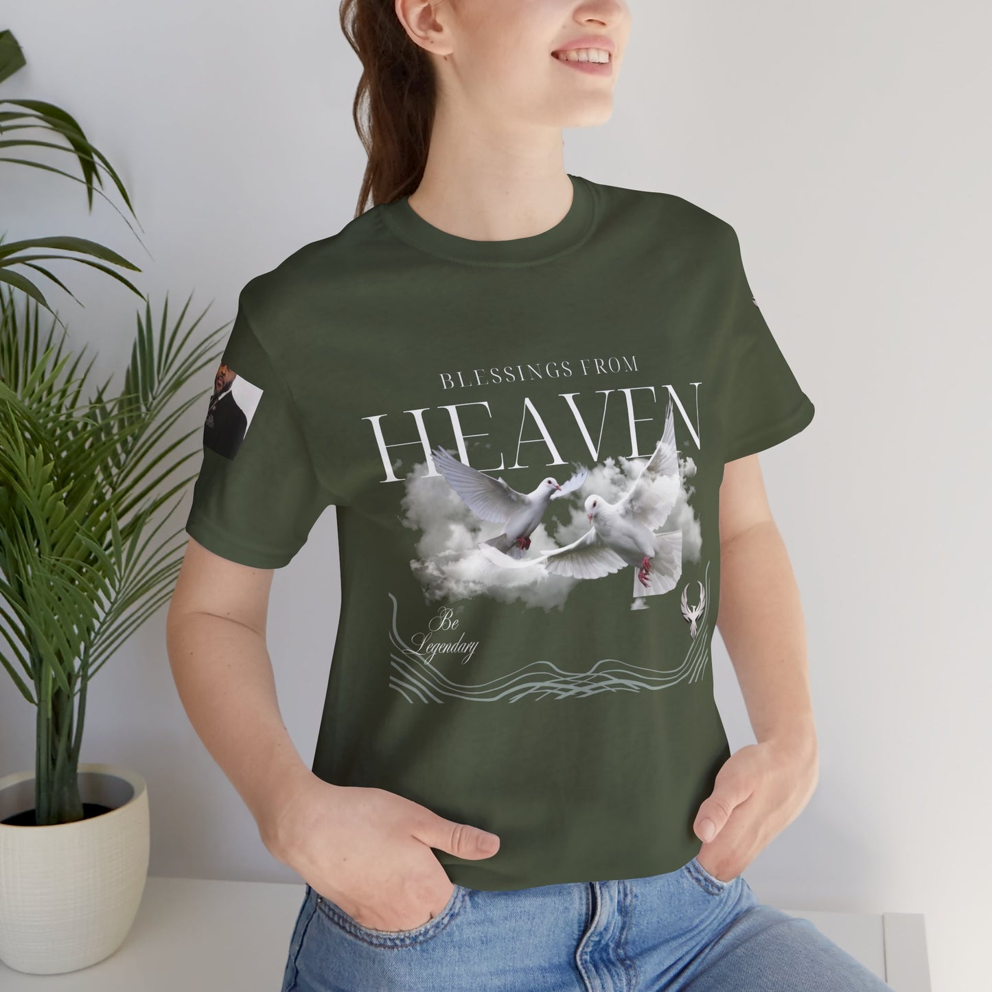 Be Legendary "Pearly Gates" Inspirational Unisex Tee: 'Blessings from Heaven' - Orange Short Sleeve Shirt