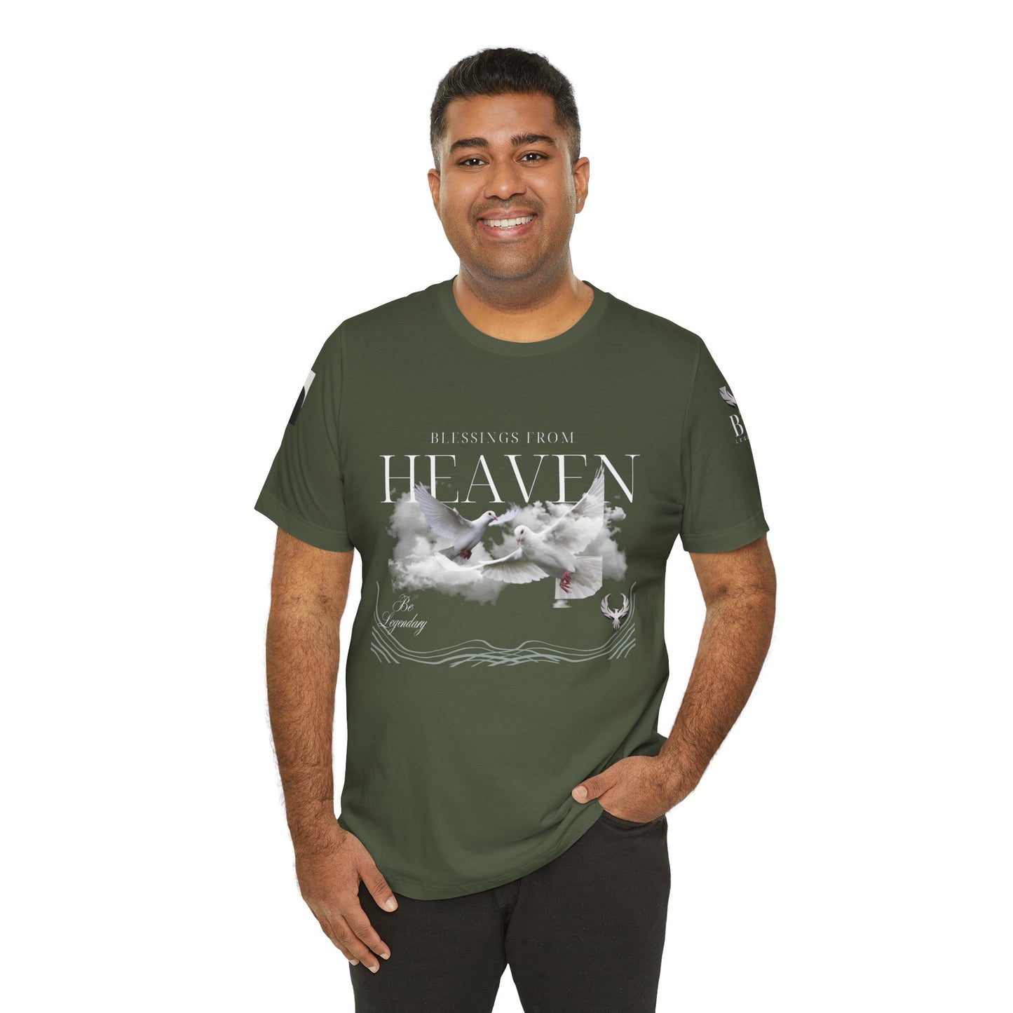 Be Legendary "Pearly Gates" Inspirational Unisex Tee: 'Blessings from Heaven' - Orange Short Sleeve Shirt