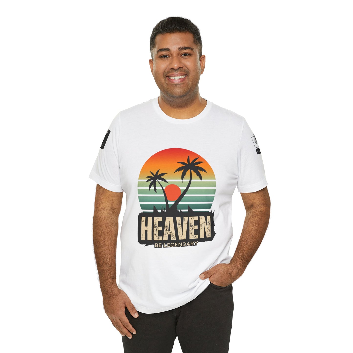 Be Legendary "Heavens View" Vibes Unisex Short Sleeve Tee - Retro Palm Tree Design