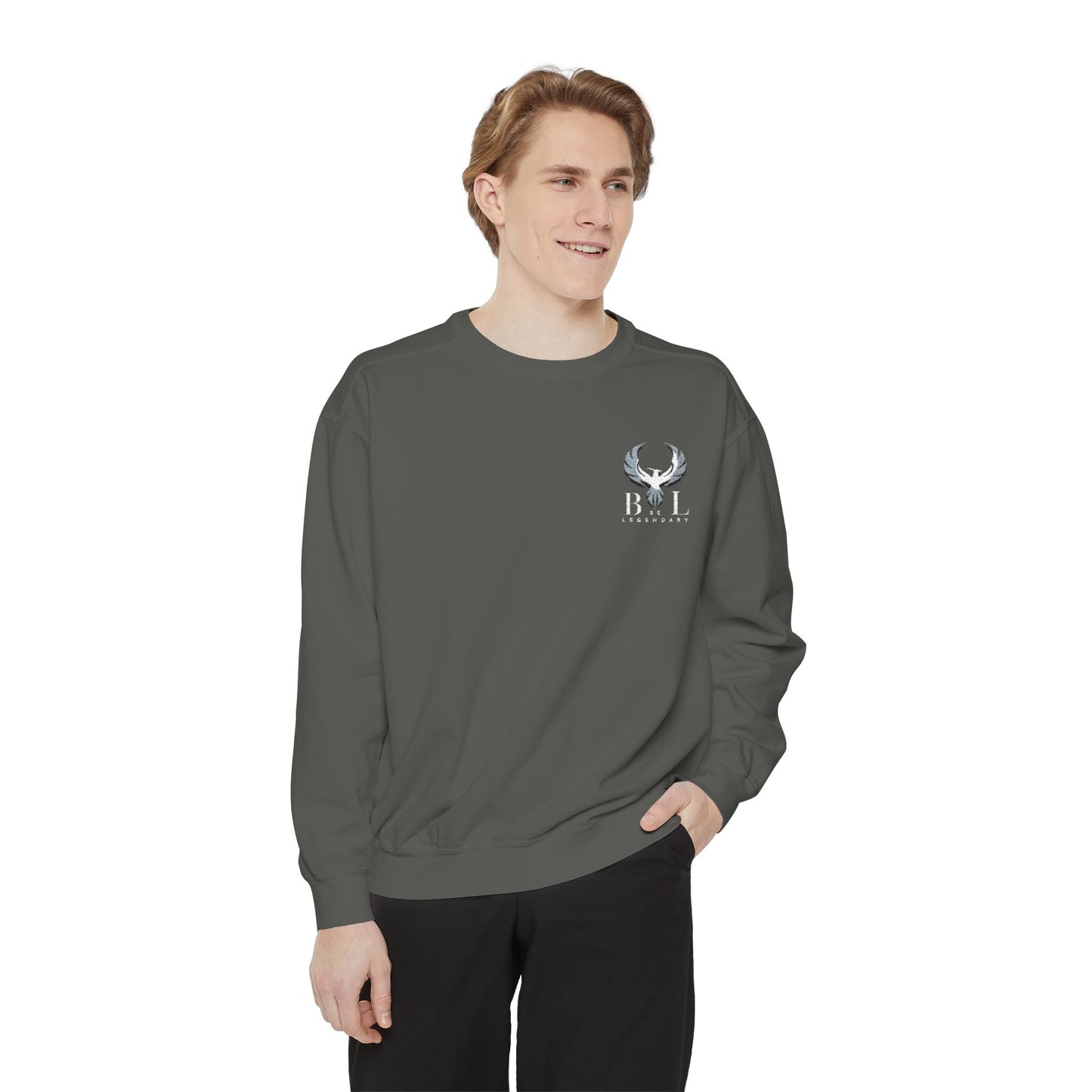 Be Legendary Unisex Garment-Dyed Sweatshirt with Elegant Graphic Design