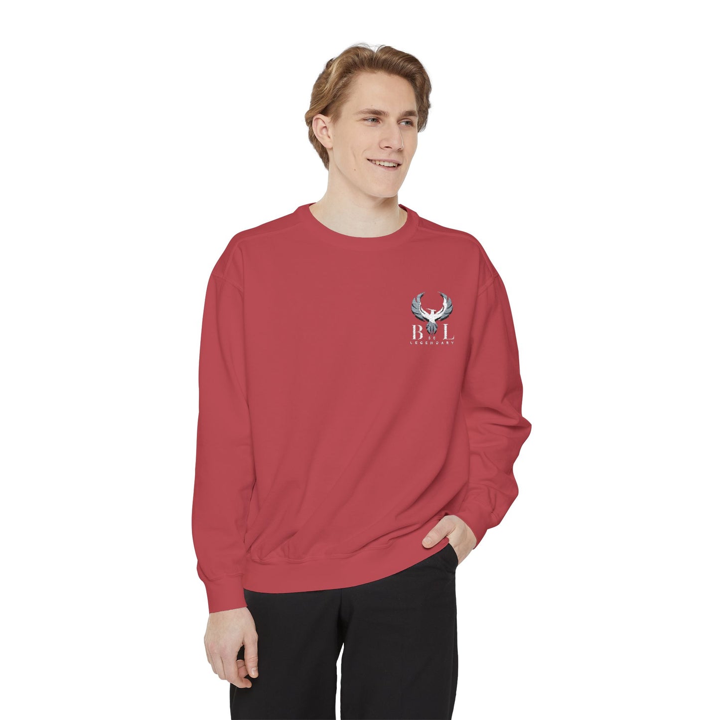 Be Legendary Unisex Garment-Dyed Sweatshirt with Elegant Graphic Design