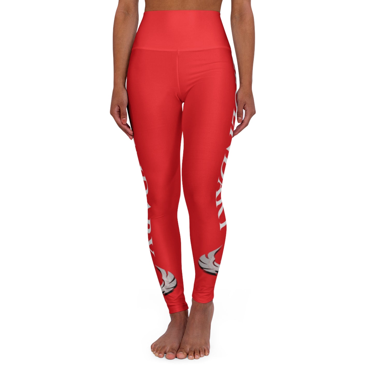 Be Legendary "Good Lawd" High Waisted Yoga Leggings - Bold Red Floral Design for Active Lifestyle