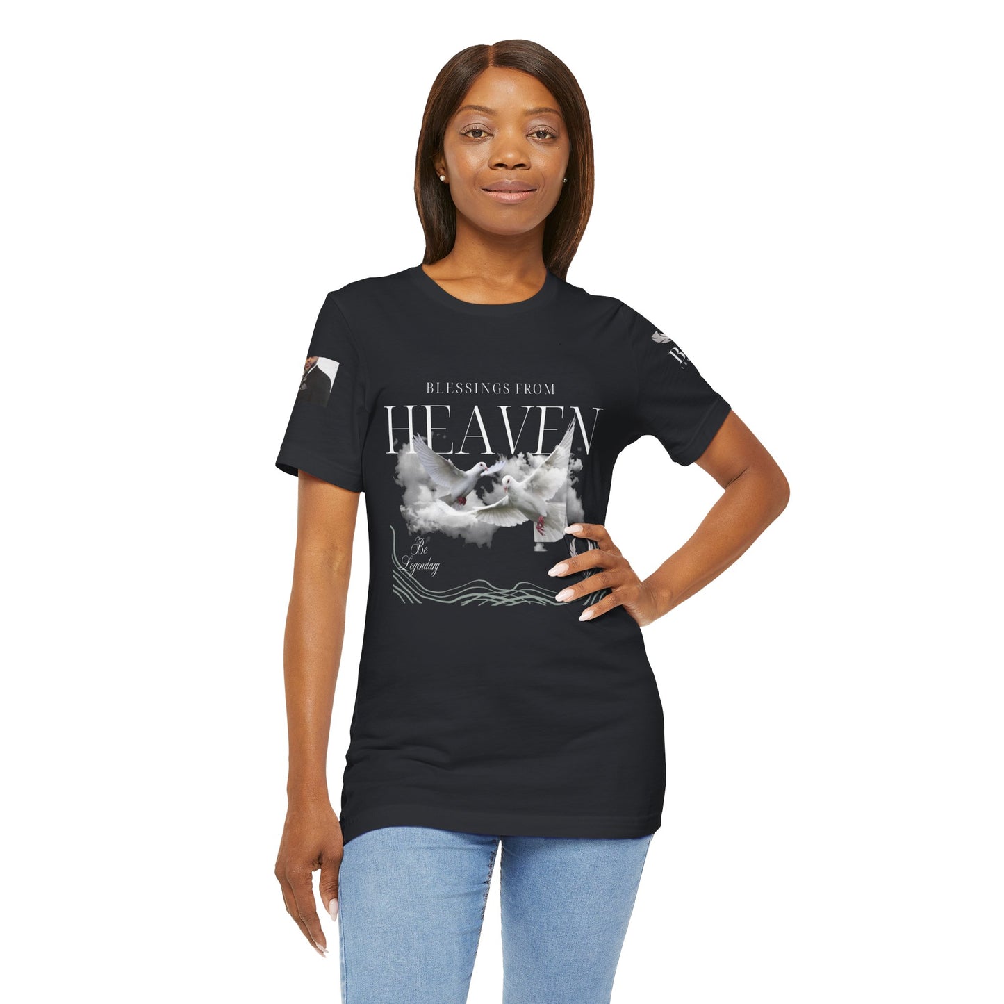 Be Legendary "Pearly Gates" Inspirational Unisex Tee: 'Blessings from Heaven' - Orange Short Sleeve Shirt