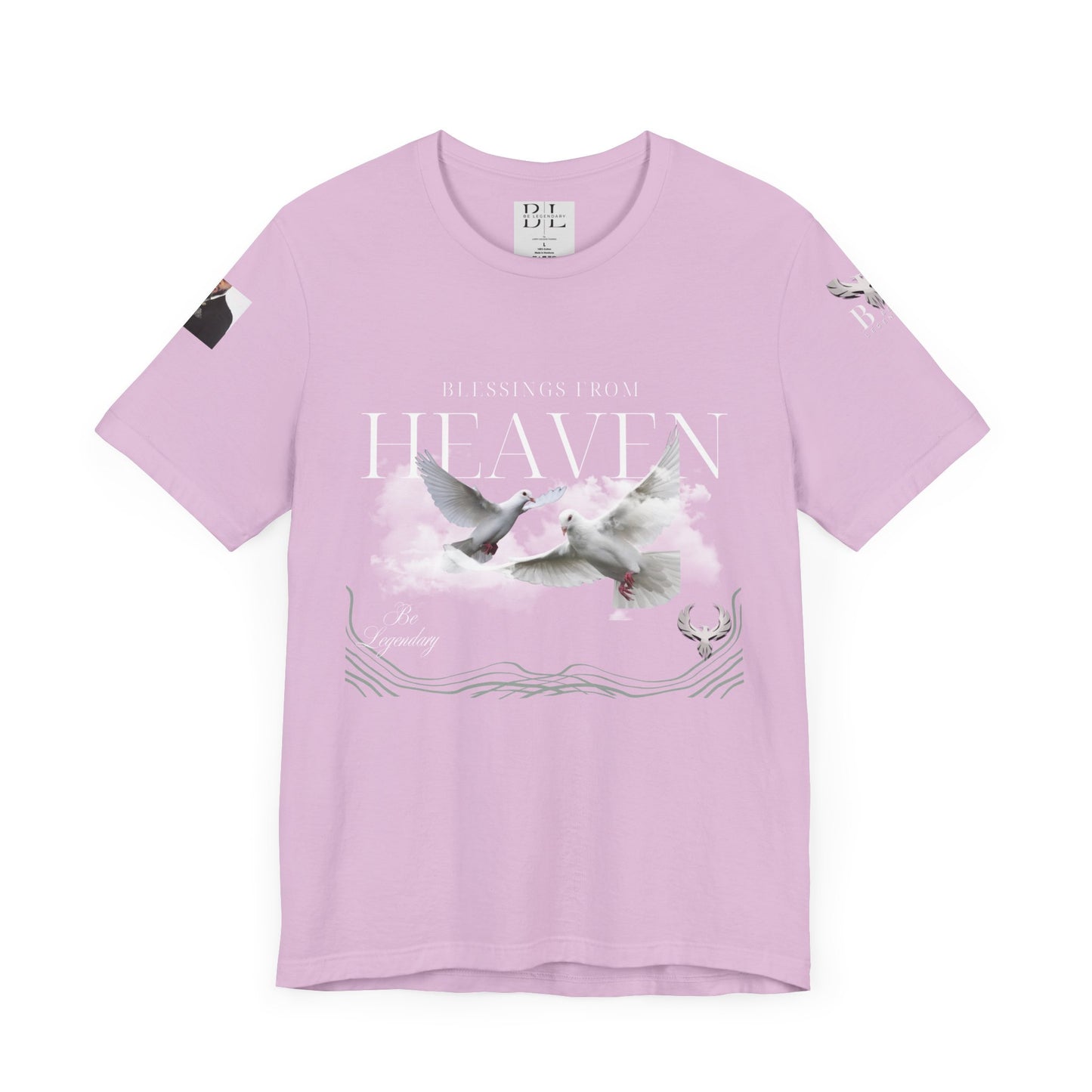 Be Legendary "Pearly Gates" Inspirational Unisex Tee: 'Blessings from Heaven' - Orange Short Sleeve Shirt