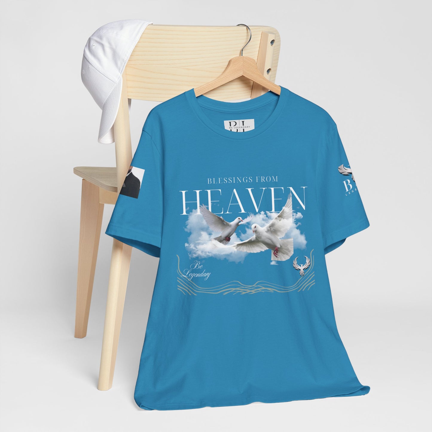 Be Legendary "Pearly Gates" Inspirational Unisex Tee: 'Blessings from Heaven' - Orange Short Sleeve Shirt