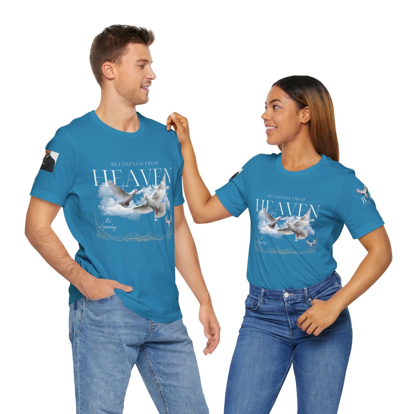 Be Legendary "Pearly Gates" Inspirational Unisex Tee: 'Blessings from Heaven' - Orange Short Sleeve Shirt