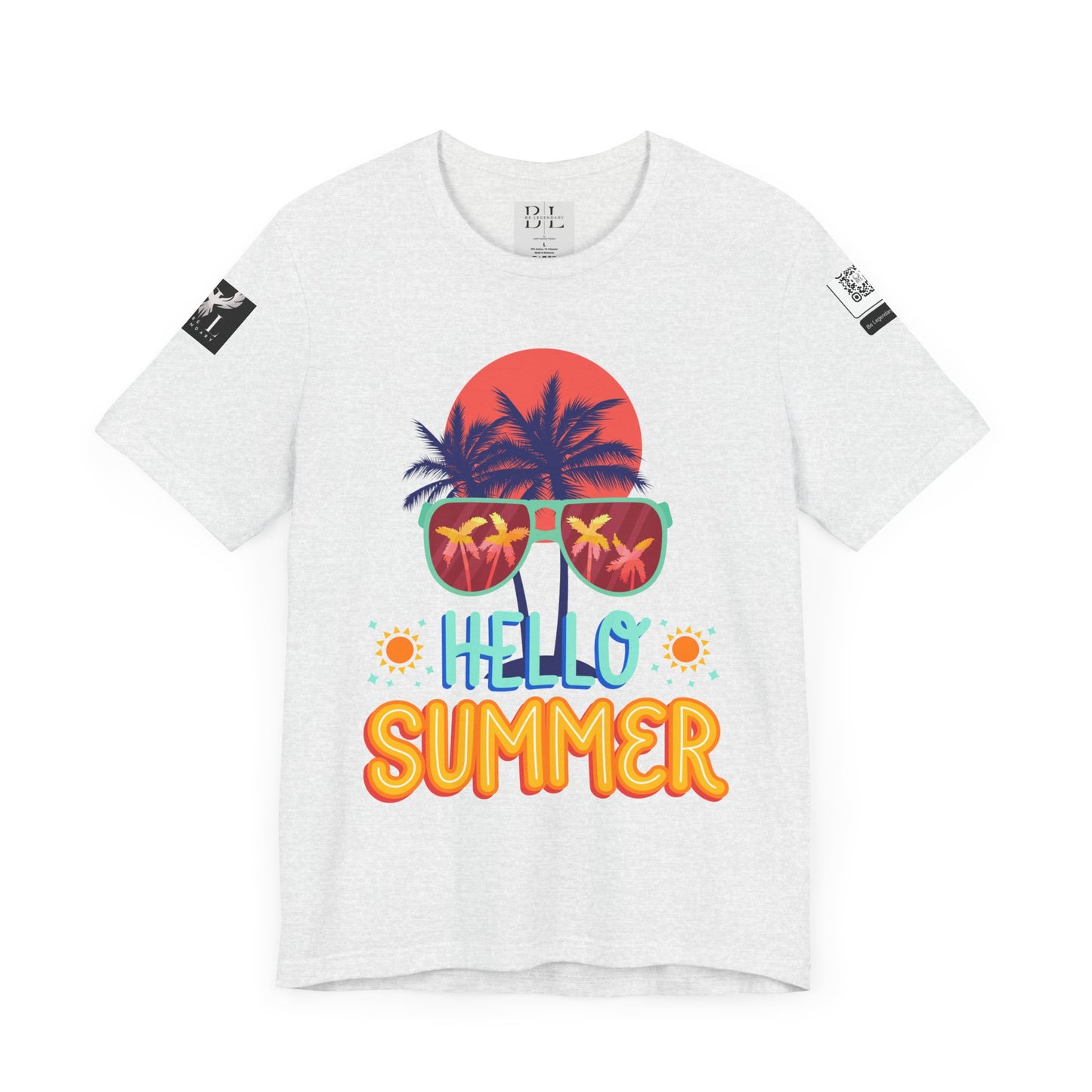Be Legendary "Hello Summer" Unisex Jersey Short Sleeve Tee - Perfect Beachwear for Summer Celebrations