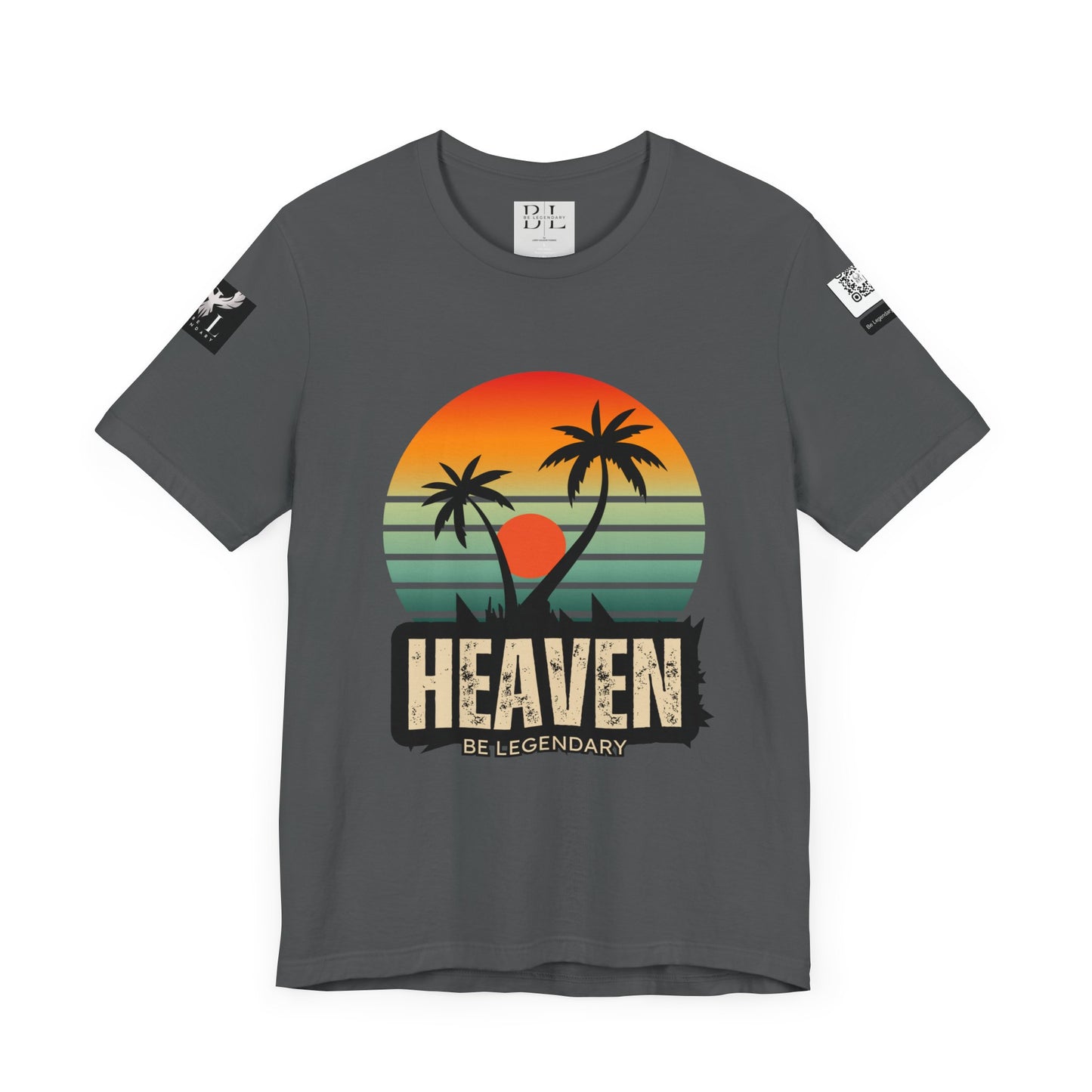Be Legendary "Heavens View" Vibes Unisex Short Sleeve Tee - Retro Palm Tree Design