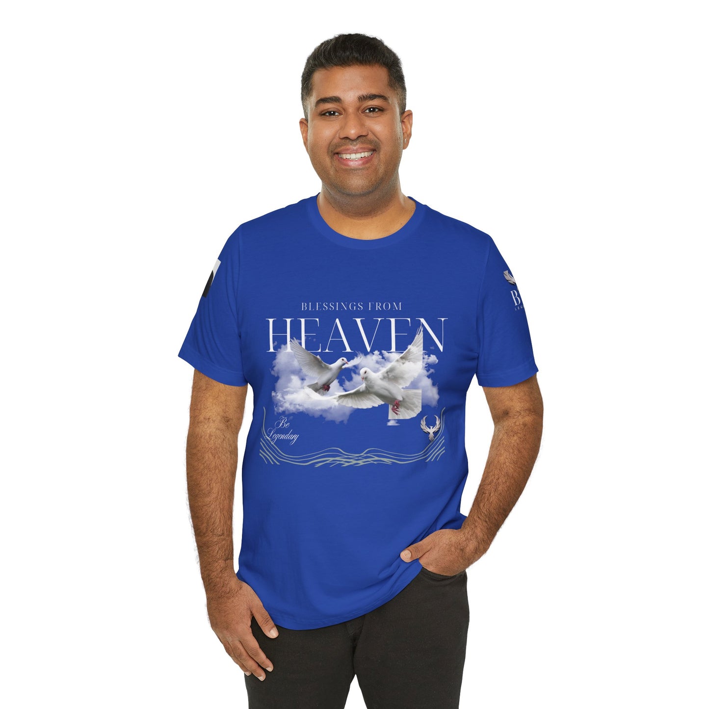 Be Legendary "Pearly Gates" Inspirational Unisex Tee: 'Blessings from Heaven' - Orange Short Sleeve Shirt