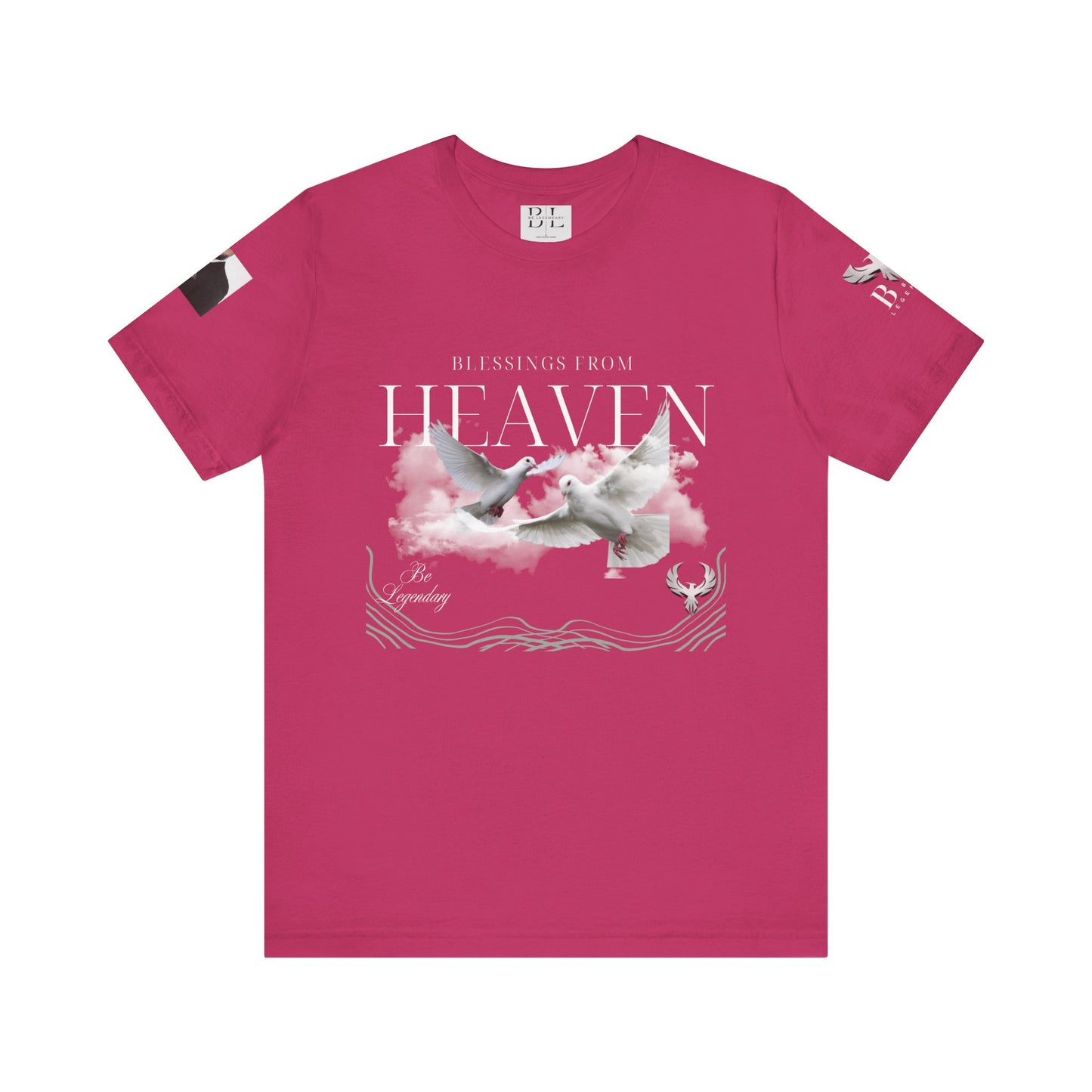 Be Legendary "Pearly Gates" Inspirational Unisex Tee: 'Blessings from Heaven' - Orange Short Sleeve Shirt