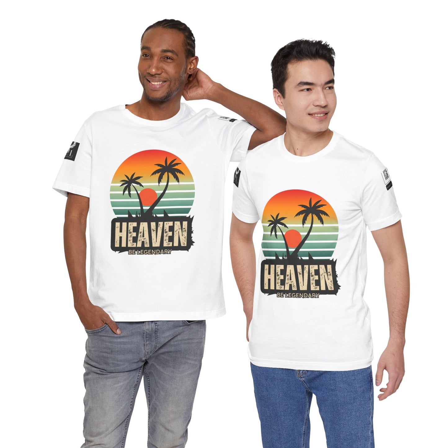 Be Legendary "Heavens View" Vibes Unisex Short Sleeve Tee - Retro Palm Tree Design