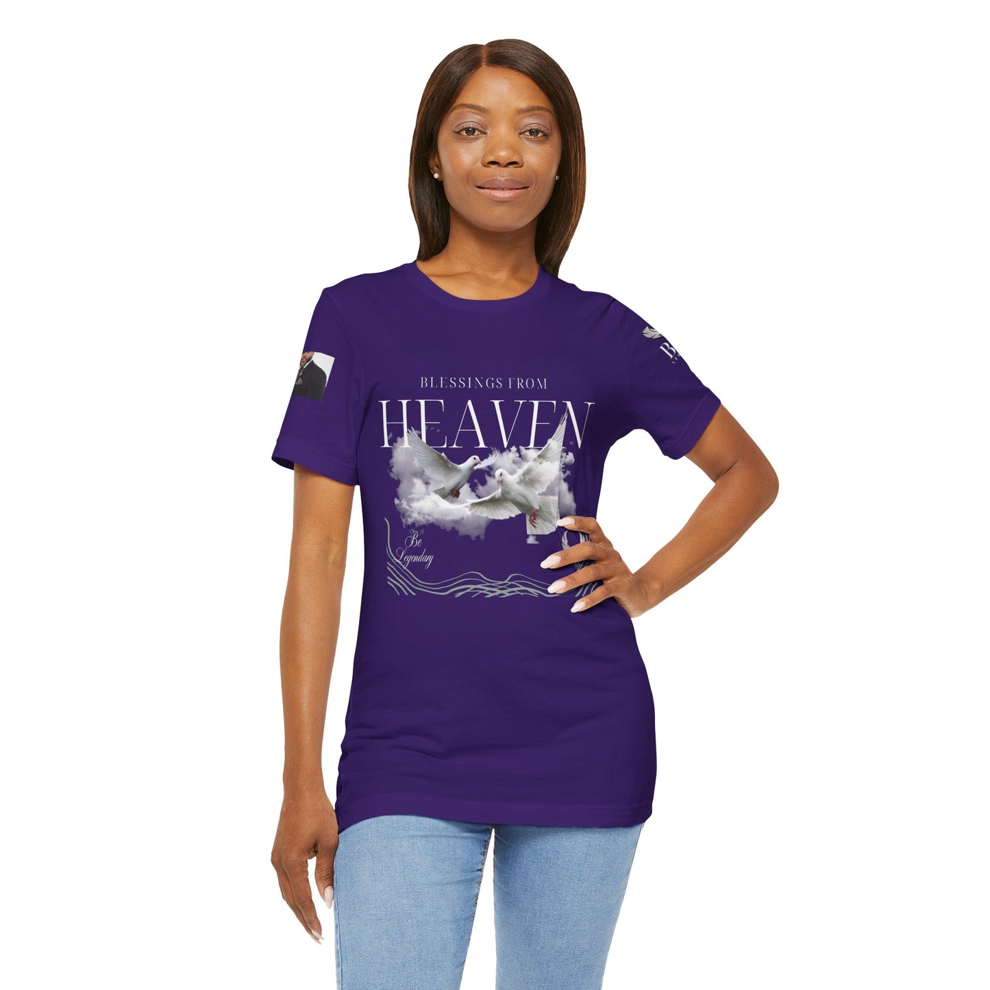 Be Legendary "Pearly Gates" Inspirational Unisex Tee: 'Blessings from Heaven' - Orange Short Sleeve Shirt