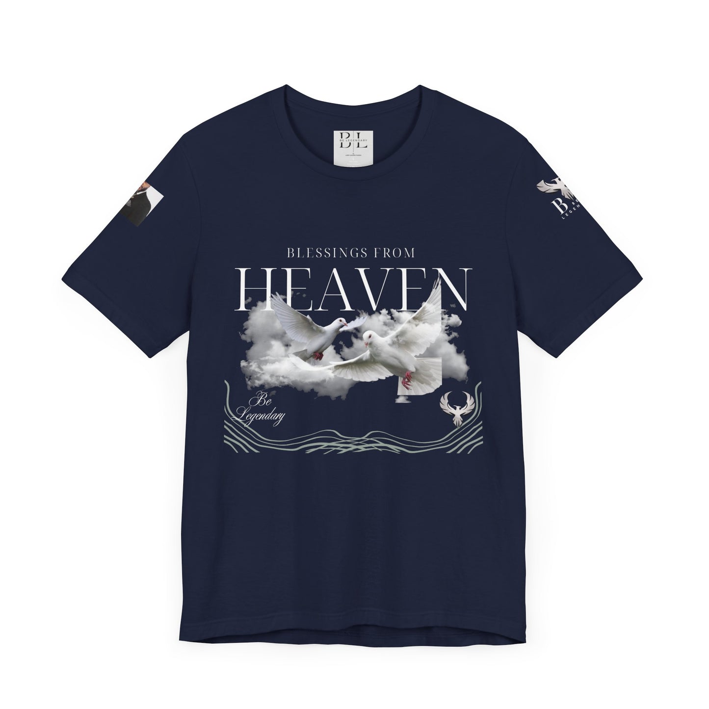 Be Legendary "Pearly Gates" Inspirational Unisex Tee: 'Blessings from Heaven' - Orange Short Sleeve Shirt