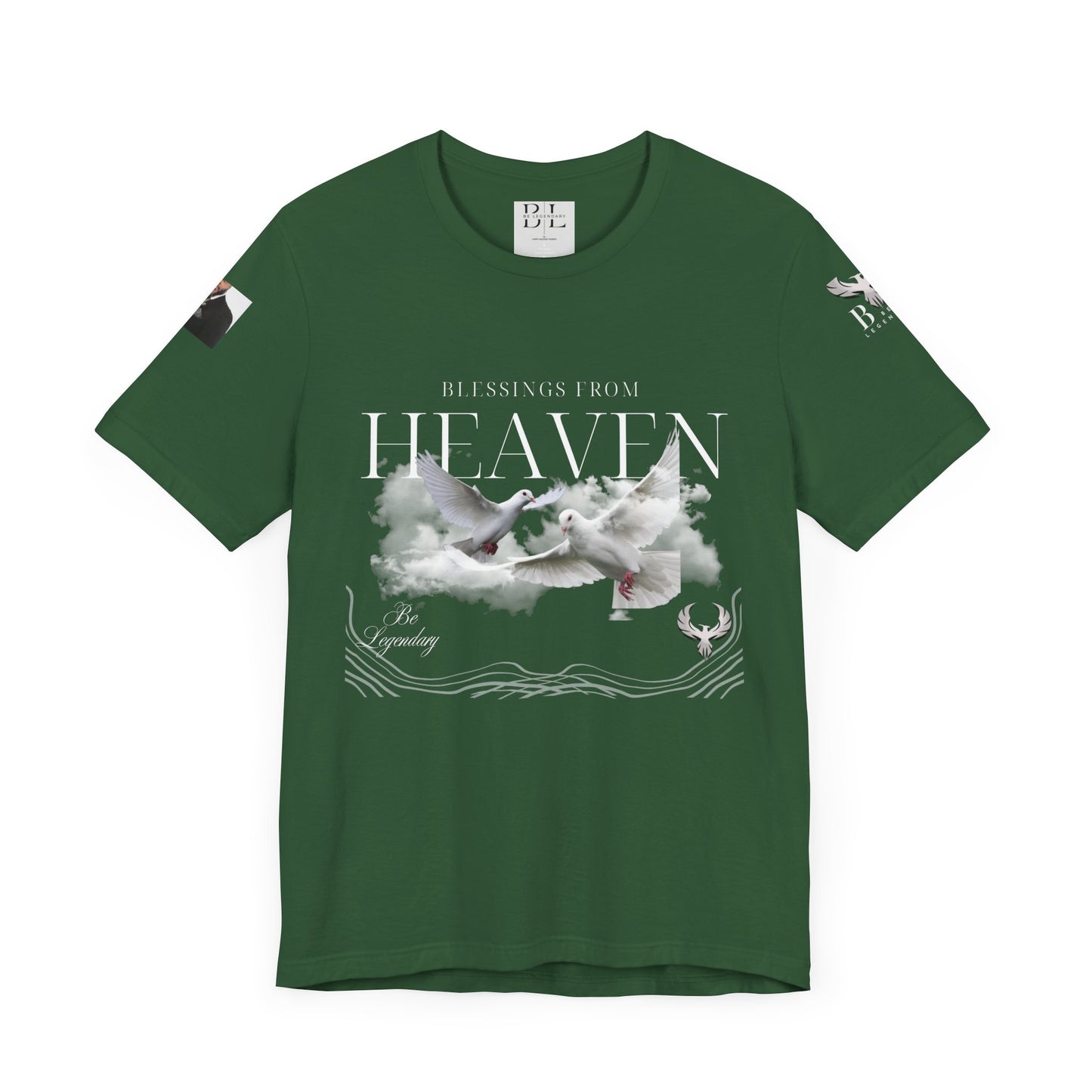 Be Legendary "Pearly Gates" Inspirational Unisex Tee: 'Blessings from Heaven' - Orange Short Sleeve Shirt
