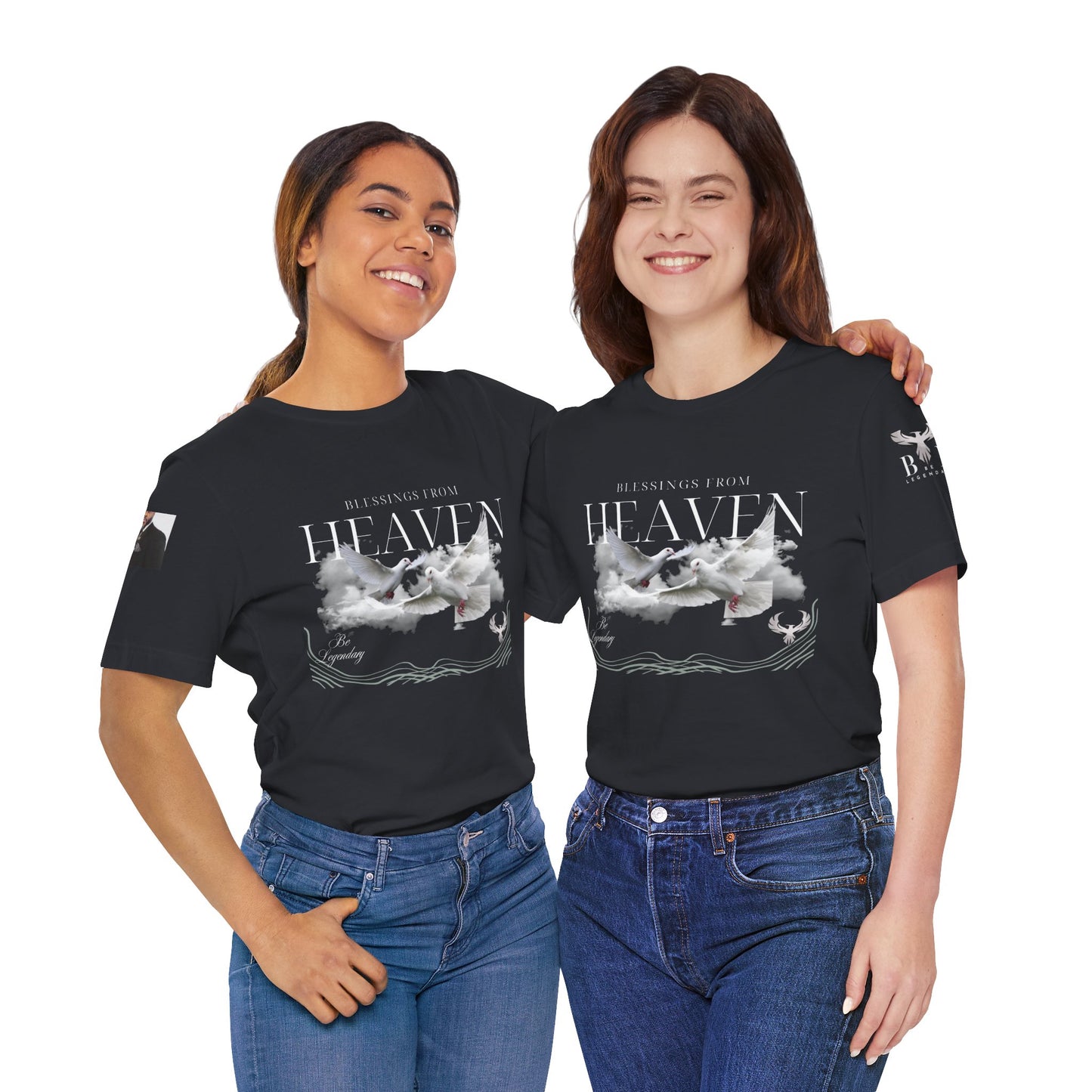 Be Legendary "Pearly Gates" Inspirational Unisex Tee: 'Blessings from Heaven' - Orange Short Sleeve Shirt