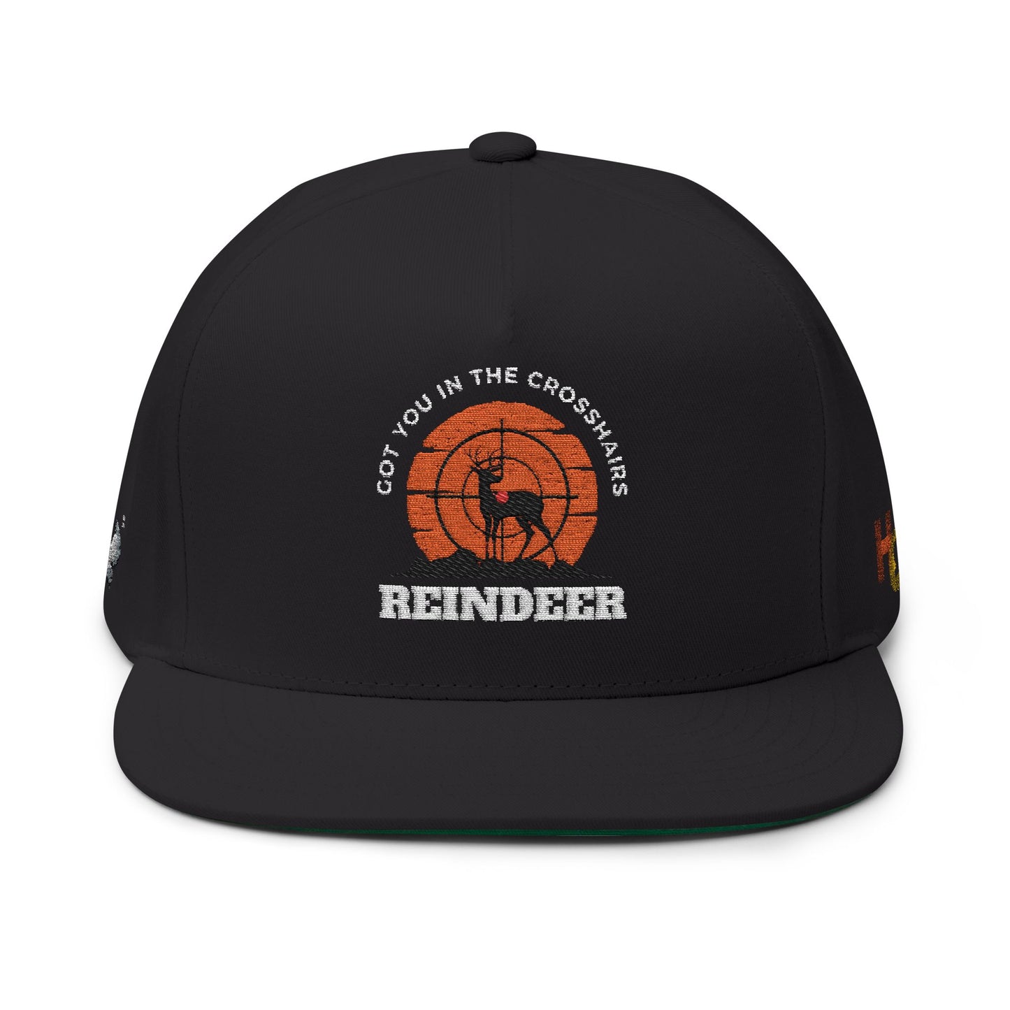 Be Legendary "War Games" Hunting Hat Embroidered Flat Bill Cap - Retro Reindeer Design