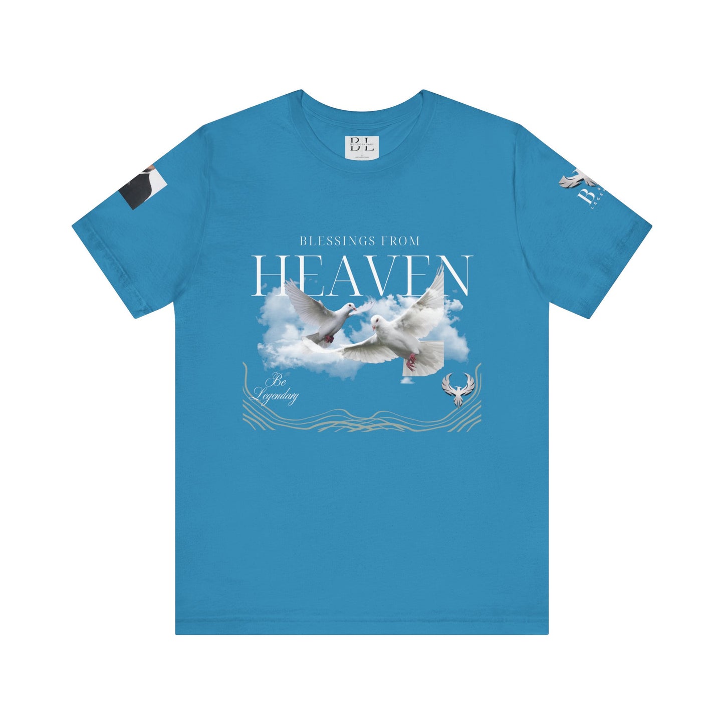 Be Legendary "Pearly Gates" Inspirational Unisex Tee: 'Blessings from Heaven' - Orange Short Sleeve Shirt