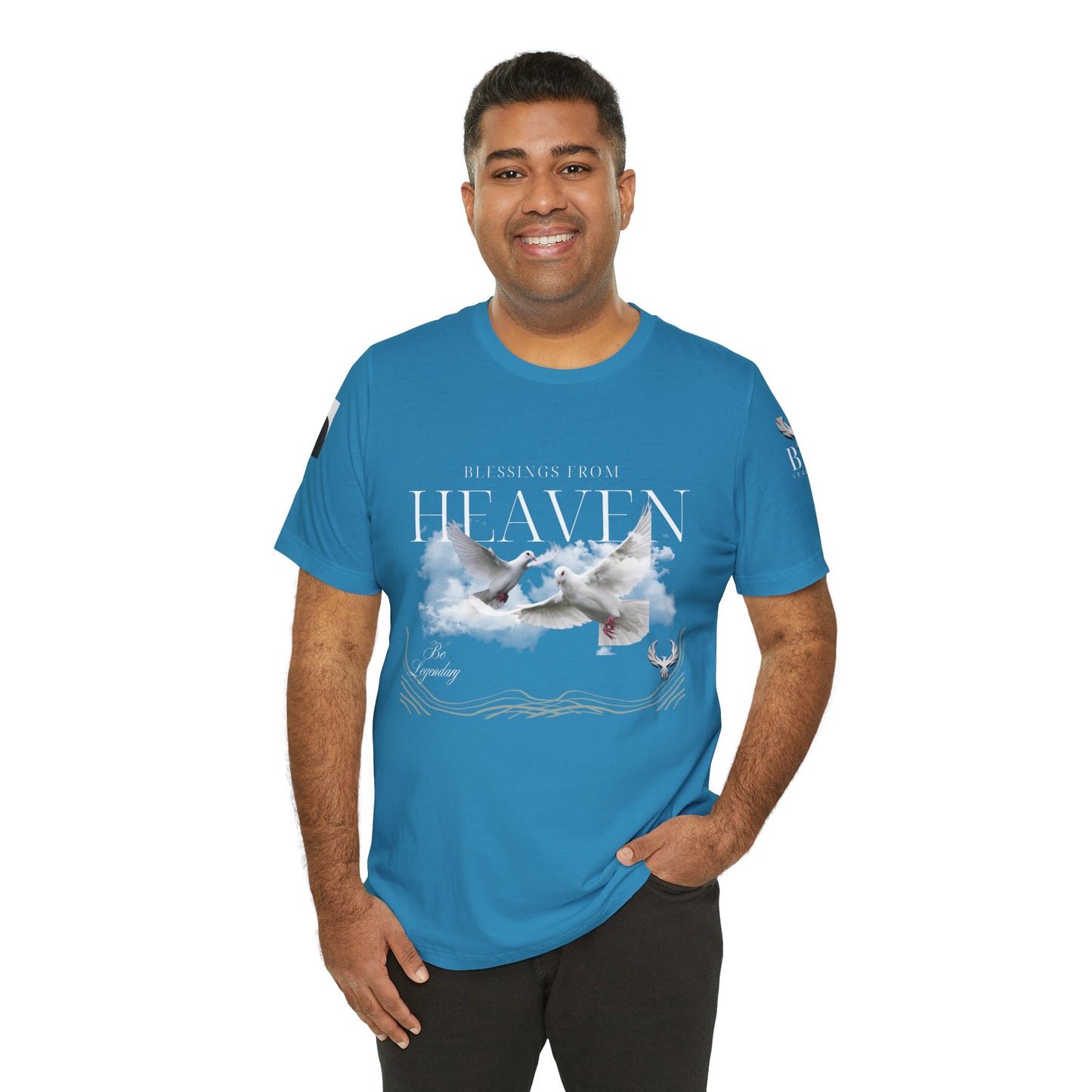 Be Legendary "Pearly Gates" Inspirational Unisex Tee: 'Blessings from Heaven' - Orange Short Sleeve Shirt